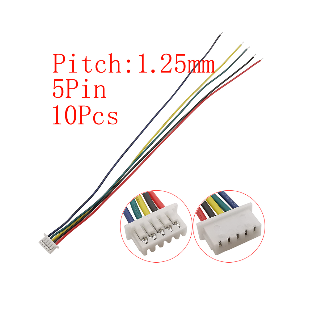 10Pcs Mini Micro JST 1.25mm Pitch Male / Female Connector 2/3/4/5/6 Pin Plug With Terminal Wires Cables Socket 150MM 28AWG: WHITE