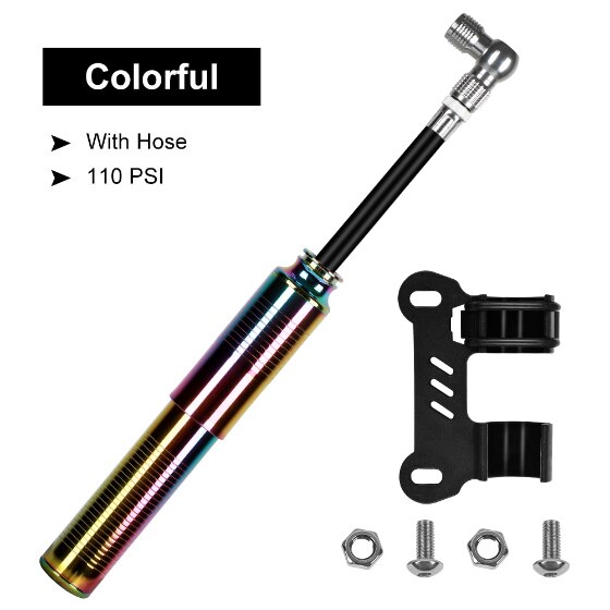 WEST BIKING 160 PSI Portable Mini Bicycle Pump MTB Mountain Bike Pump High Pressure Cycling Hand Air Pump Ball Tire Inflator: Colorful 110psi