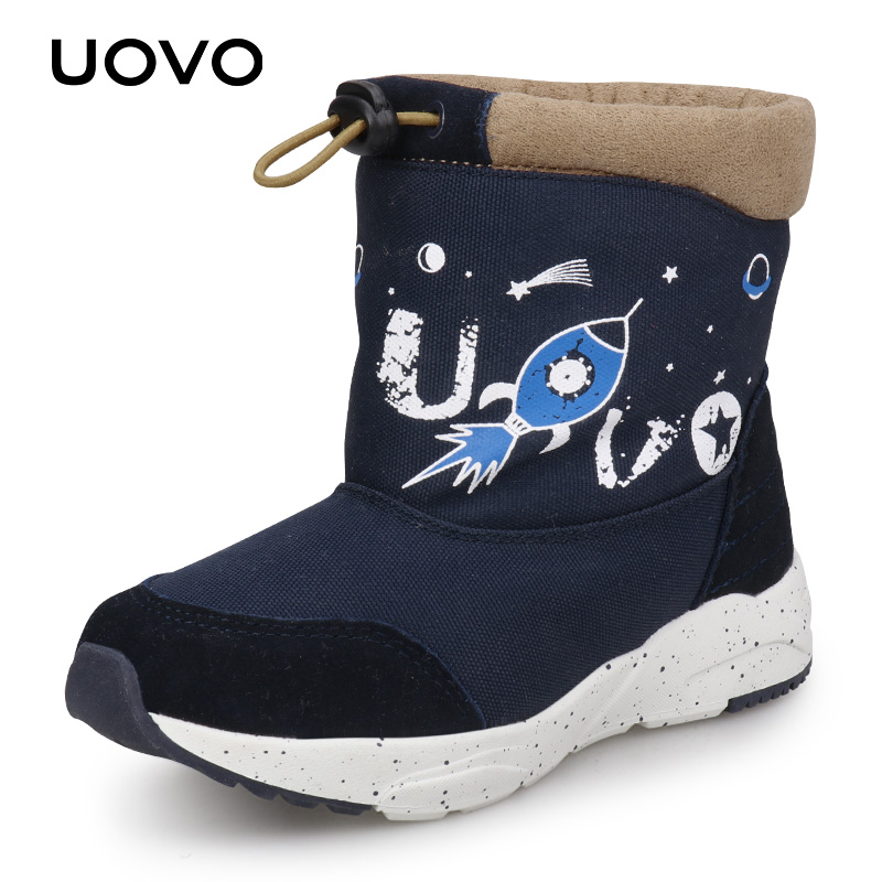 Kids Warme Snowboots UOVO Elastische Band Kinderen Waterafstotend Winter Laarzen Kleine Jongens En Meisjes Laarzen Eur #25-33