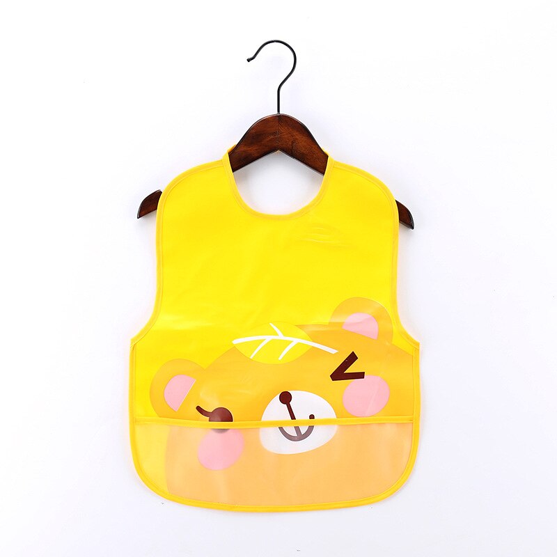 Einstellbare Baby Lätzchen EVA Wasserdicht Mittagessen Fütterung Lätzchen Baby Cartoon Fütterung Tuch Kinder Baby Schürze Babador Bandana: Yellow Bear