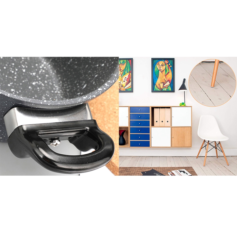 4 Pcs Metal Pressure Pan Pot Short Handle &amp; 16 Pcs Squer Furniture Sliders Reusable Glider Moving Pad