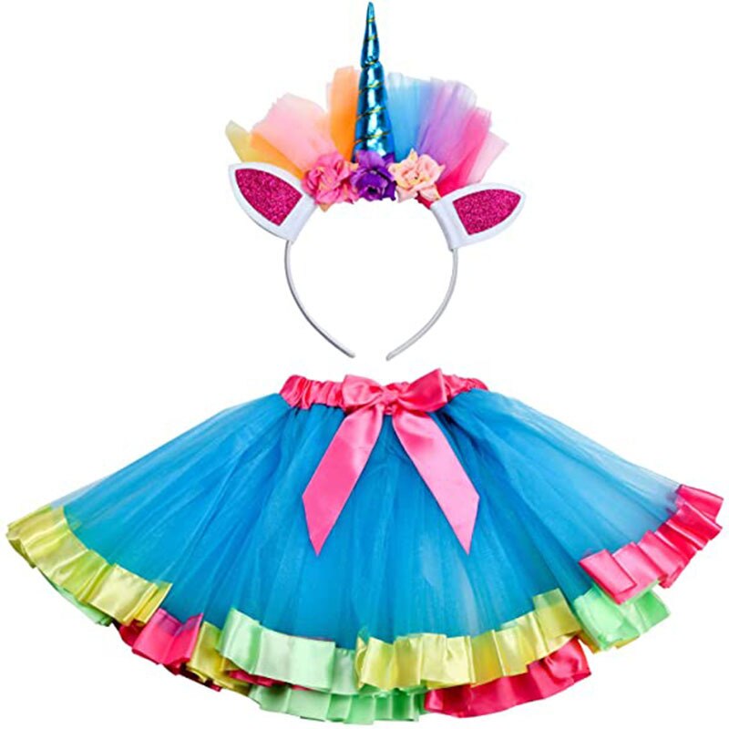 Jupe arc-en-ciel pour filles de 2 à 8 ans, jupes de fête colorées, en Tulle pelucheux multicolore pour enfants: Style 4