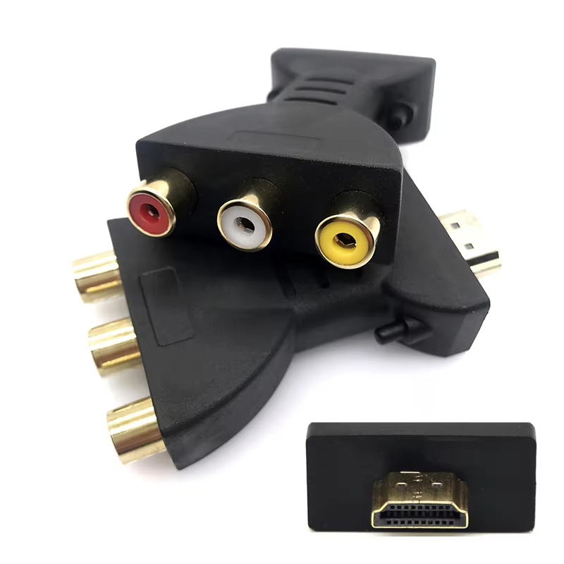 HDTV NAAR AV Vergulde HDMI-compatibele mannelijke naar 3 RGB Rood Wit Geel RCA Video Audio Adapter AV Component Converter Connector