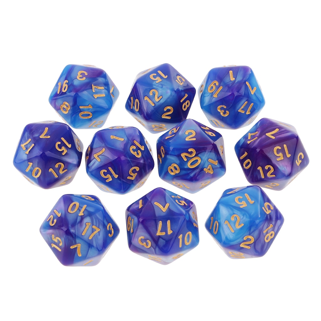 20 -sidig  d20 tärningar dubbelfärger tärningar för att spela dnd d & d rpg brädspel och matematikundervisning, pack  of 10