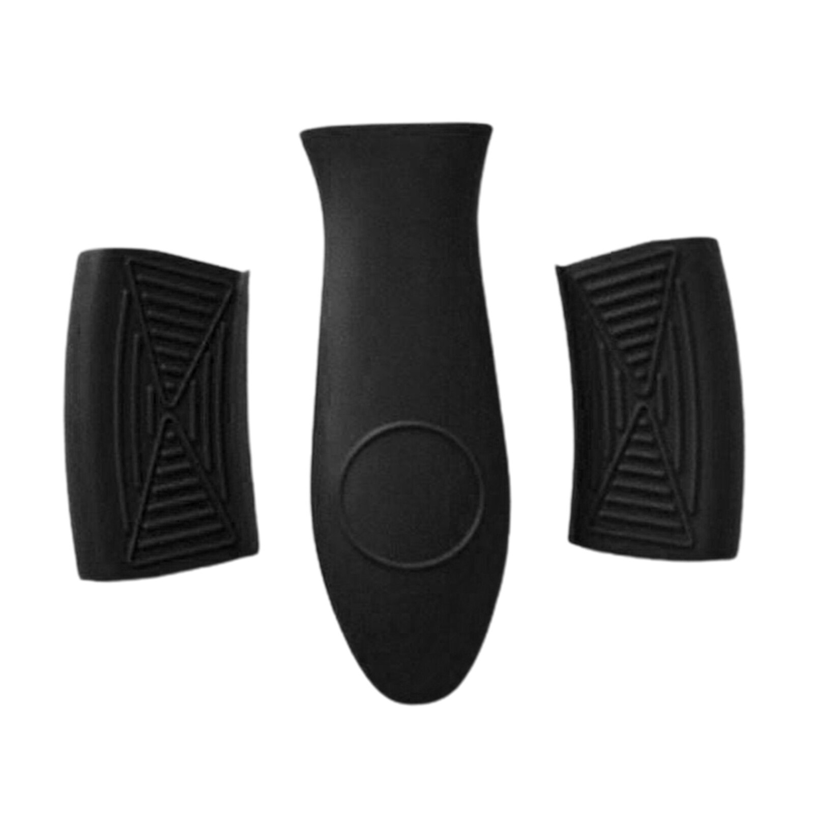 Siliconen Hot Handvat Houder Antislip Hulp Handvat Houder voor Gietijzeren Pot Woks, Koekenpannen, Bakplaten, Koekenpannen, Oven (3 STKS Zwart L