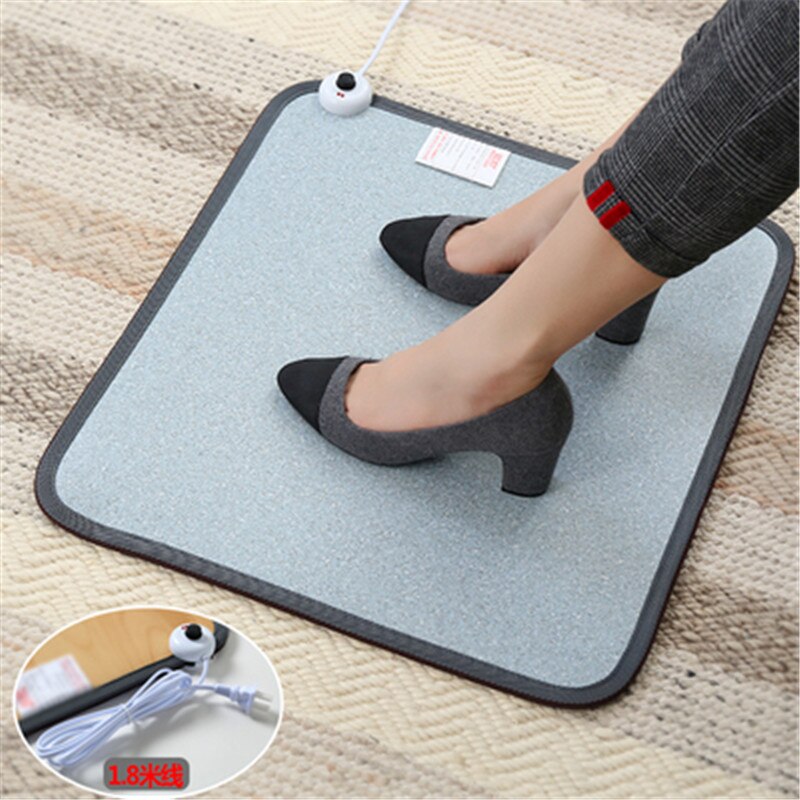 Tapis chauffant en cuir pour pieds, tapis chauffant de bureau coussin chauffant en cuir tapis chauffant électrique Thermostat tapis outils ménagers: 50X55-7