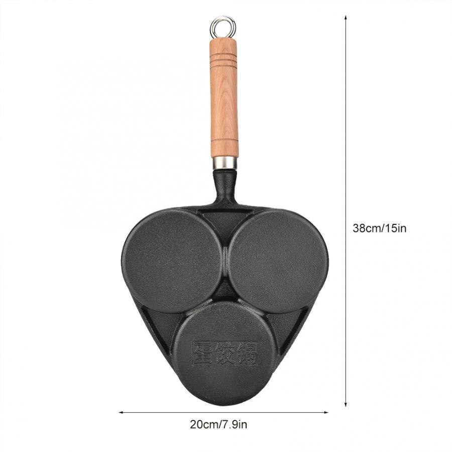 Grill Pans 3 Holes Omelette Frying Pan Cast Iron Fried Egg Steak Hamburg Dumplings Pot Mini Device