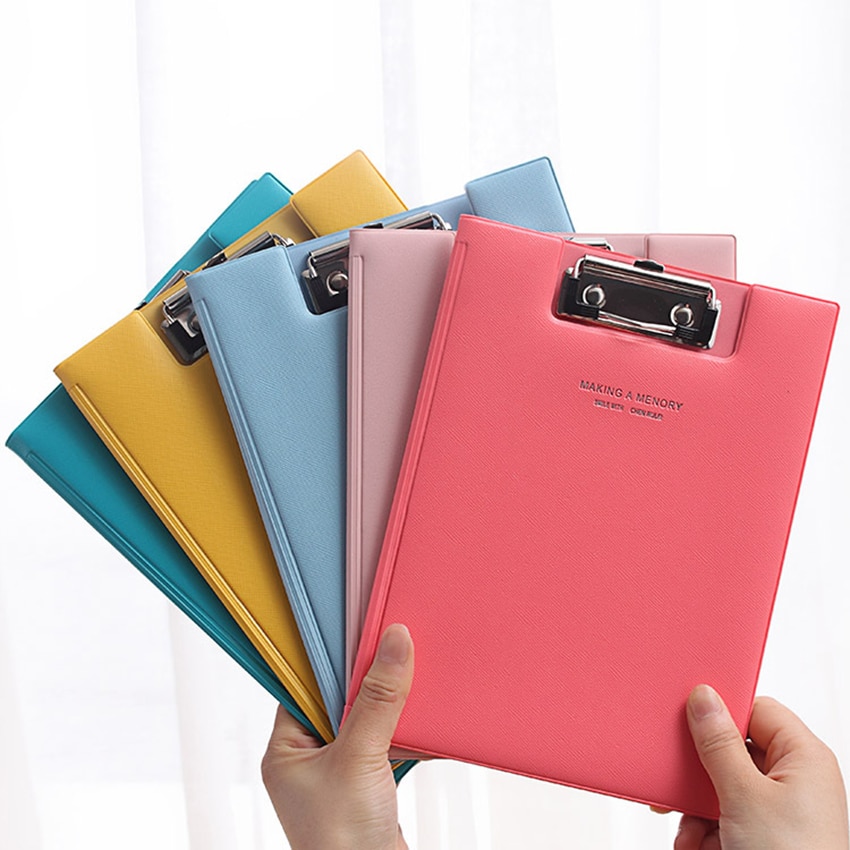 Carpeta plegable de PU A5 a prueba de agua para archivador, carpeta de contrato, almohadilla de escritura para estudiantes, suministro de papelería para oficina y escuela, Color aleatorio