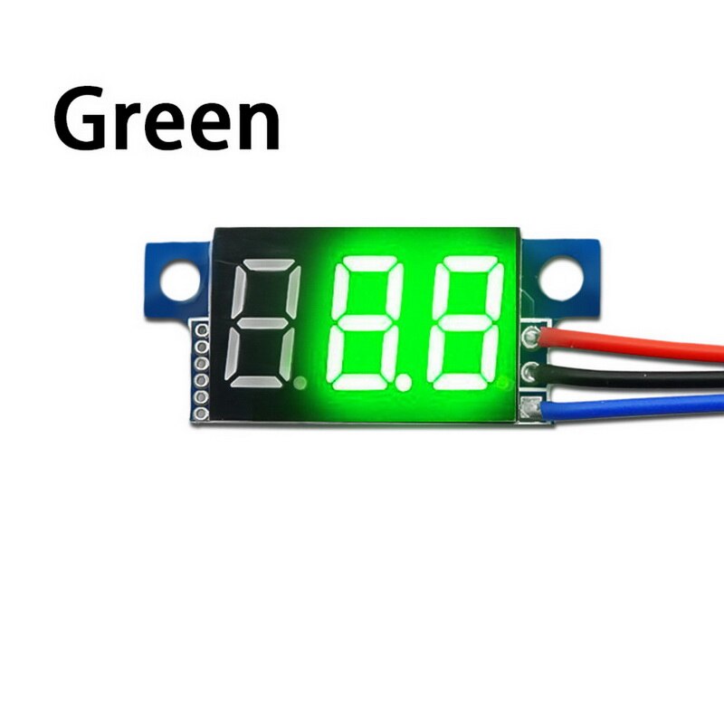Mini Three-wire 0-200V DC Digital Voltmeter, Voltmeter With Reverse Polarity Protection, Circuit Measurement Voltmeter: green 0V-200V