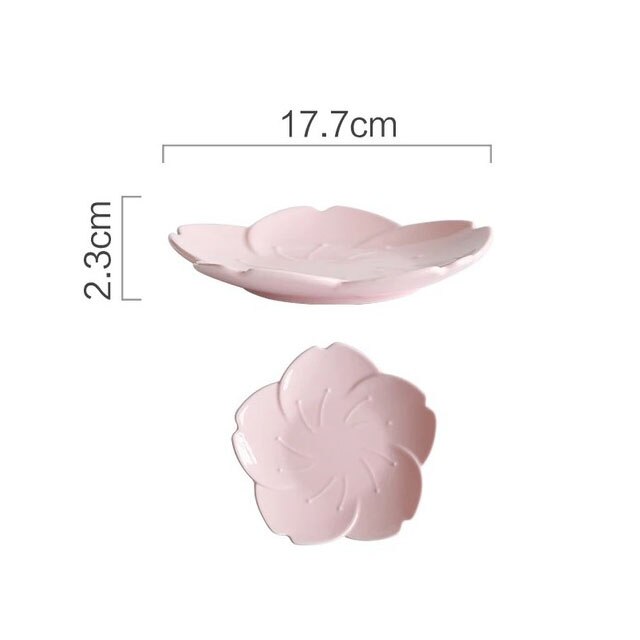 Japanse Stijl Gradiënt Bloemblaadjes Sakura Keramische Plaat Servies Westerse Voedsel Platen Kruiden Dompelen Schotel Dessert Bakken Bowls: 7 inches pink