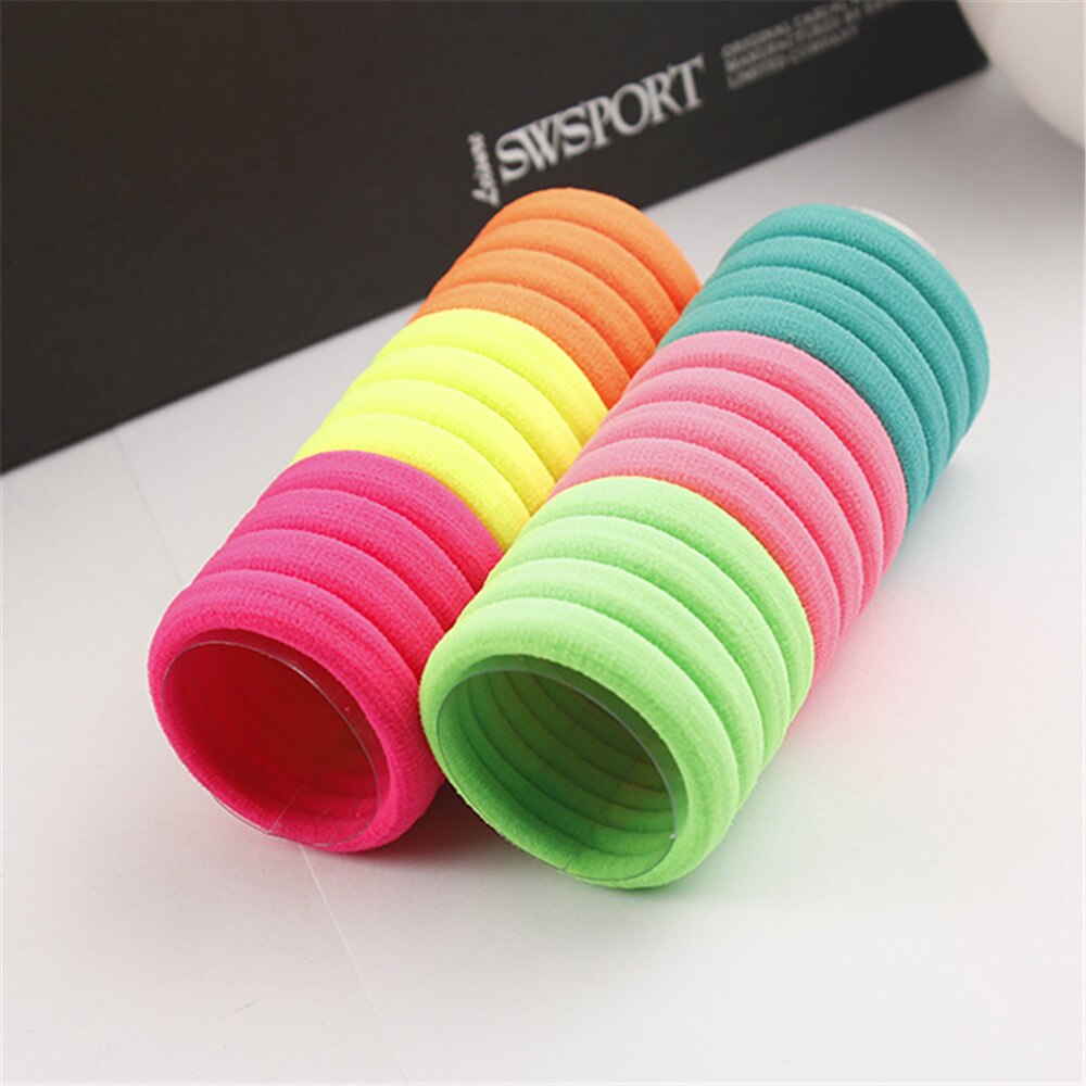 Lote de 24 unidades de coleteros de 4cm para niña, coleteros de colores del Arcoíris para niña, gomas de pelo elásticas, anillos de cuerda para niña, accesorios para el cabello: 2
