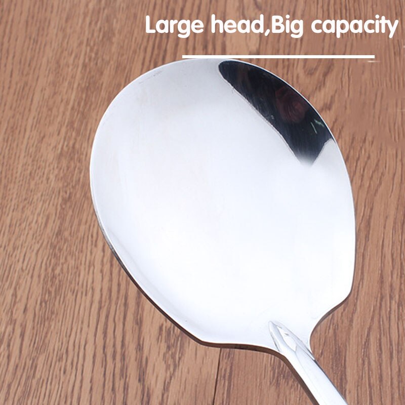 8.7" Large Stainless Steel Buffet Serving Spoon Soup Public Spoon Thickened Stirring Tablespoon Western Restaurant Round Spoons