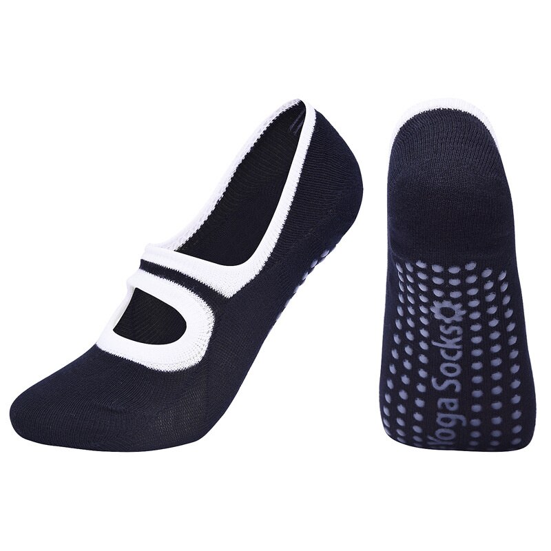 Damen pilates-yoga-socken, rutschfeste socken, hausschuhe, sport-anti-rutsch-ballett-tanzsocken, atmungsaktive fitness-accessoires für damen: Schwarz