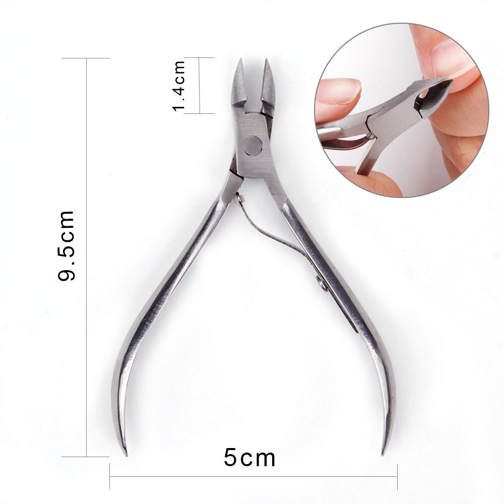 Tijeras de acero inoxidable para cortar cutículas de uñas, cortaúñas para dedos de los pies, cortador de bordes encarnadas, removedor de piel muerta, herramientas de manicura para arte de uñas: Silver