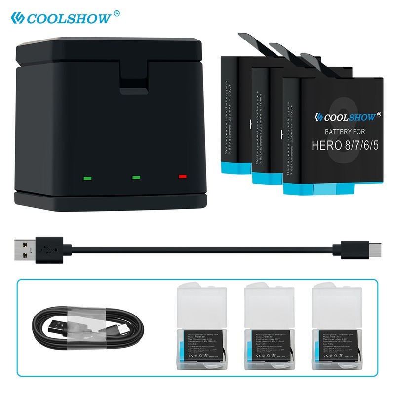 Batterij Voor Gopro Hero 8/Voor Gopro Hero 7 Hero 6 Hero 5 Hero 8 Batterijen Camera Accessoires 1220mah