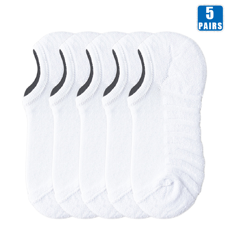 5 Pairs Men Short Socks Cotton Crew Ankle Casual Soft Low-Cut Non-Slip Breathable Summer Autumn Sock for Male: Black Blue