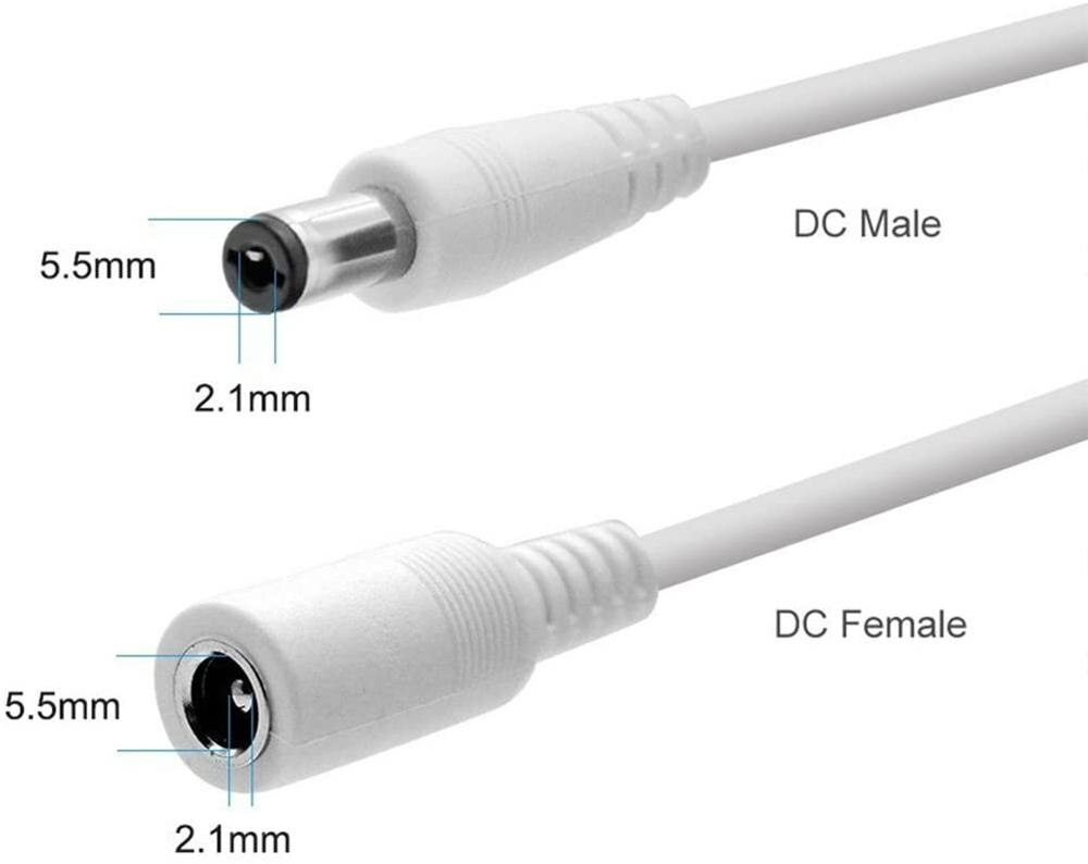 DC Cable Extension 1m 2m 3m 5m 10m 20m Compatible with 12V DC Adapter Cord for CCTV Security Camera IP Camera Standalone DVR