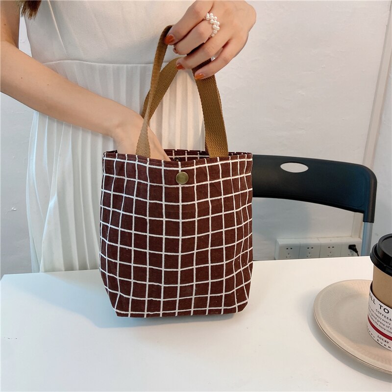 Original Korean Canvas Lunch Bag Lunch Box Hand Bag Cotton Linen Cloth Handbag Small Compact Large Capacity Mommy Bag