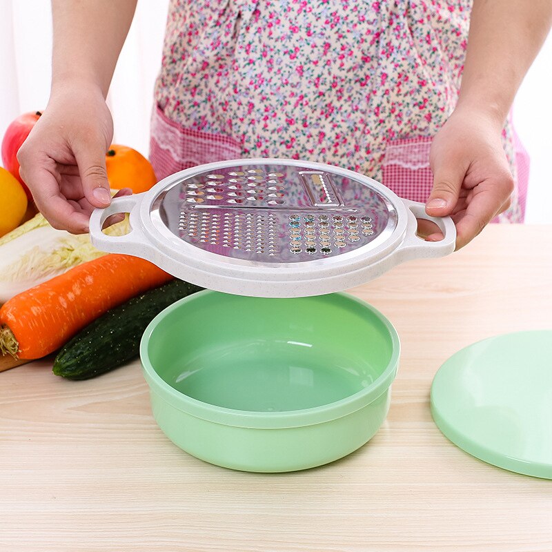 Langs 4 in 1 grøntsag frugt kartoffel pålæg rivejern skærer rustfri stål blade veggie hakker