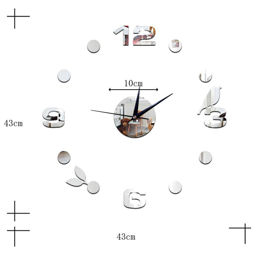 Morden Clock Watch Wall Clocks 3D DIY Black Bird Acrylic Mirror Stickers Home Decoration Living Room Quartz Needle