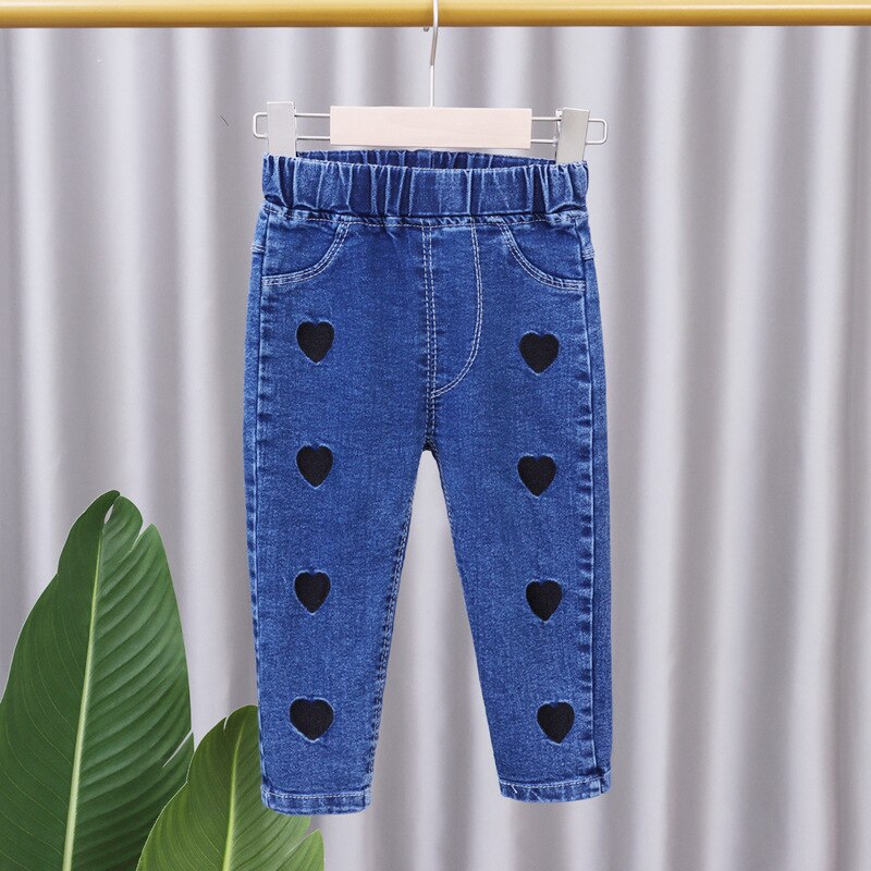 Babyjeans flickbyxor enfärgade jeans för flickor vår höst barn flickor avslappnad stil småbarnskläder: Niuzi-aixin / 3t(100)