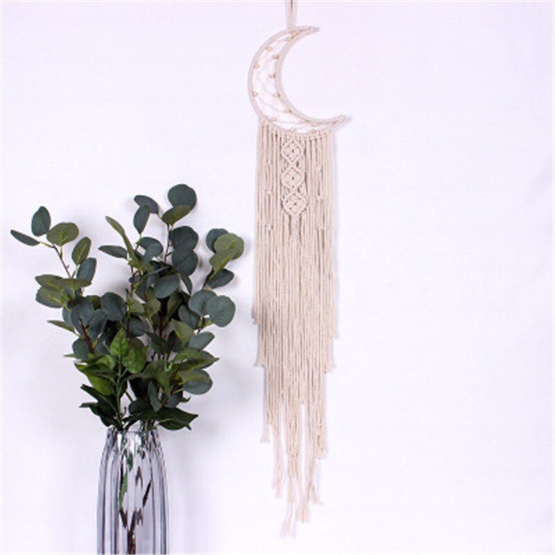 Lune et étoile macramé tapisserie murale suspendus Boho lune étoiles capteur de rêves tenture murale pendentif pour enfants filles chambre décoration: plum