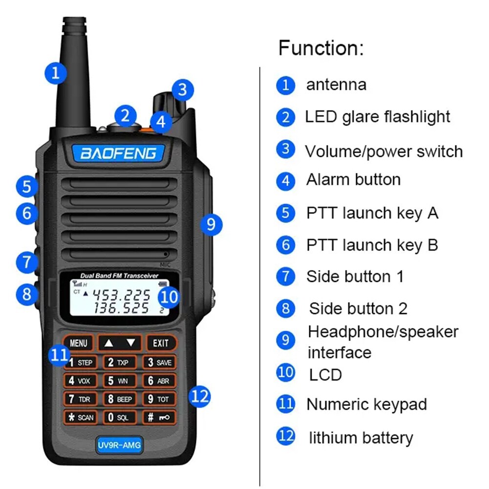 IP68 Wasserdichte hoch Energie 20W 20km draussen Tragbare UV Dual Band LCD Anzeige Radio Walkie Talkie 128 Kanal LED Licht Zwei Weg