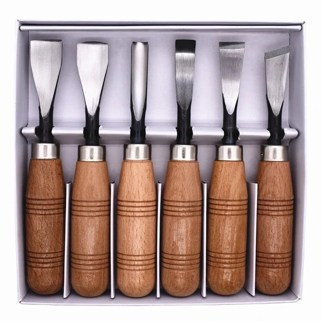 8pcs and 6pcs Woodpecker Dry Hand Wood Carving Tools, Woodworking Graver Chisel Kit Gouges Tools: Half Round Chisel