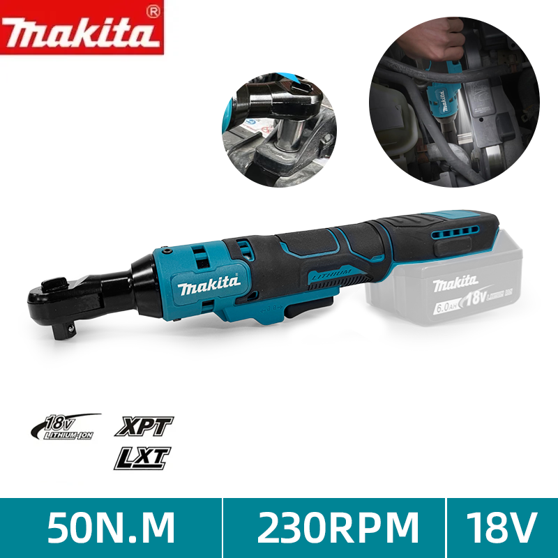 Makita 10MM/13MM Brushless Ratchet Right Angle Wrench Cordless Driver Variable Speed Power Wrench LED 18V Power Tools