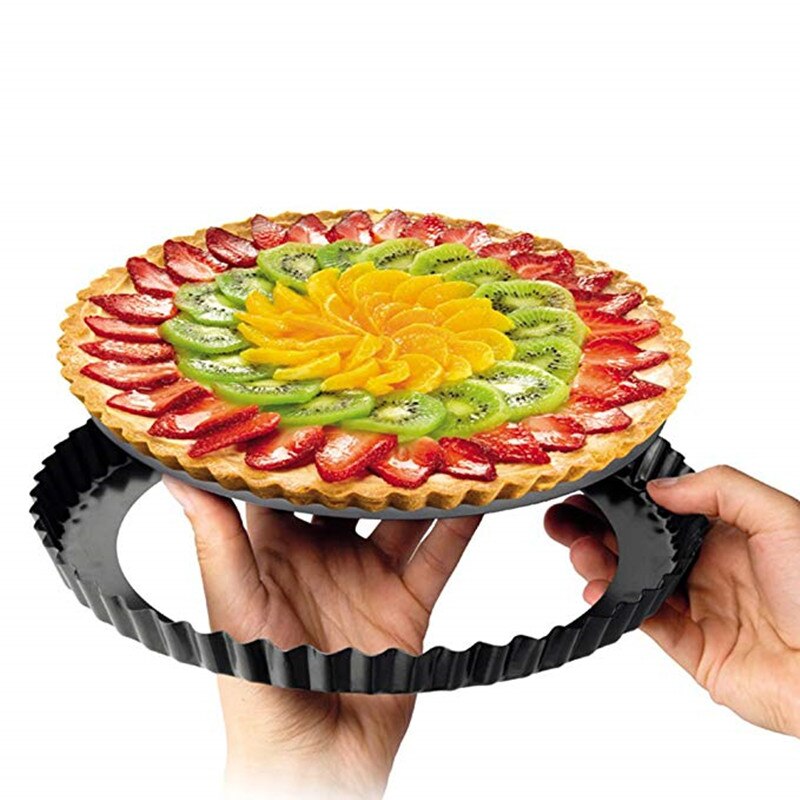 8 inch Non-Stick Tart Quiche Flan Pan Molds Pie Pizza Cake Mold Removable Loose Bottom Fluted Heavy Duty Pizza Pan Bakeware