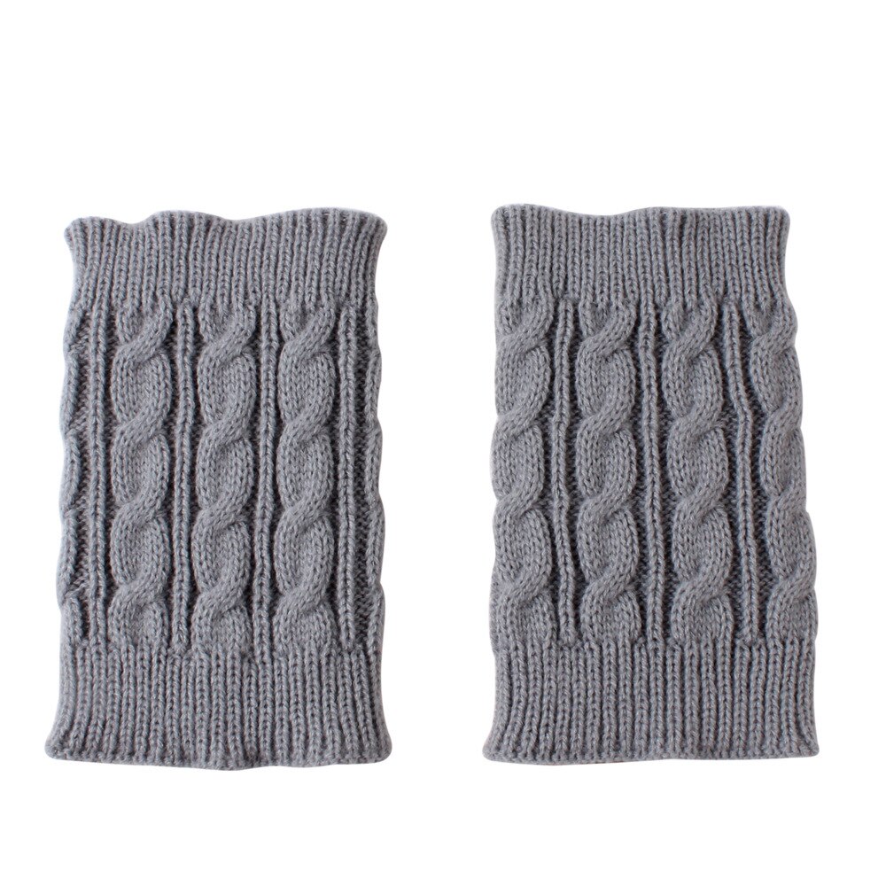 One Pair Winter Thick Warm Knitted Leg Warmers Socks Boot Cover Stripe For Women Lace Stretch Boot Leg Cuffs Boot Socks: 1pair Dark Grey