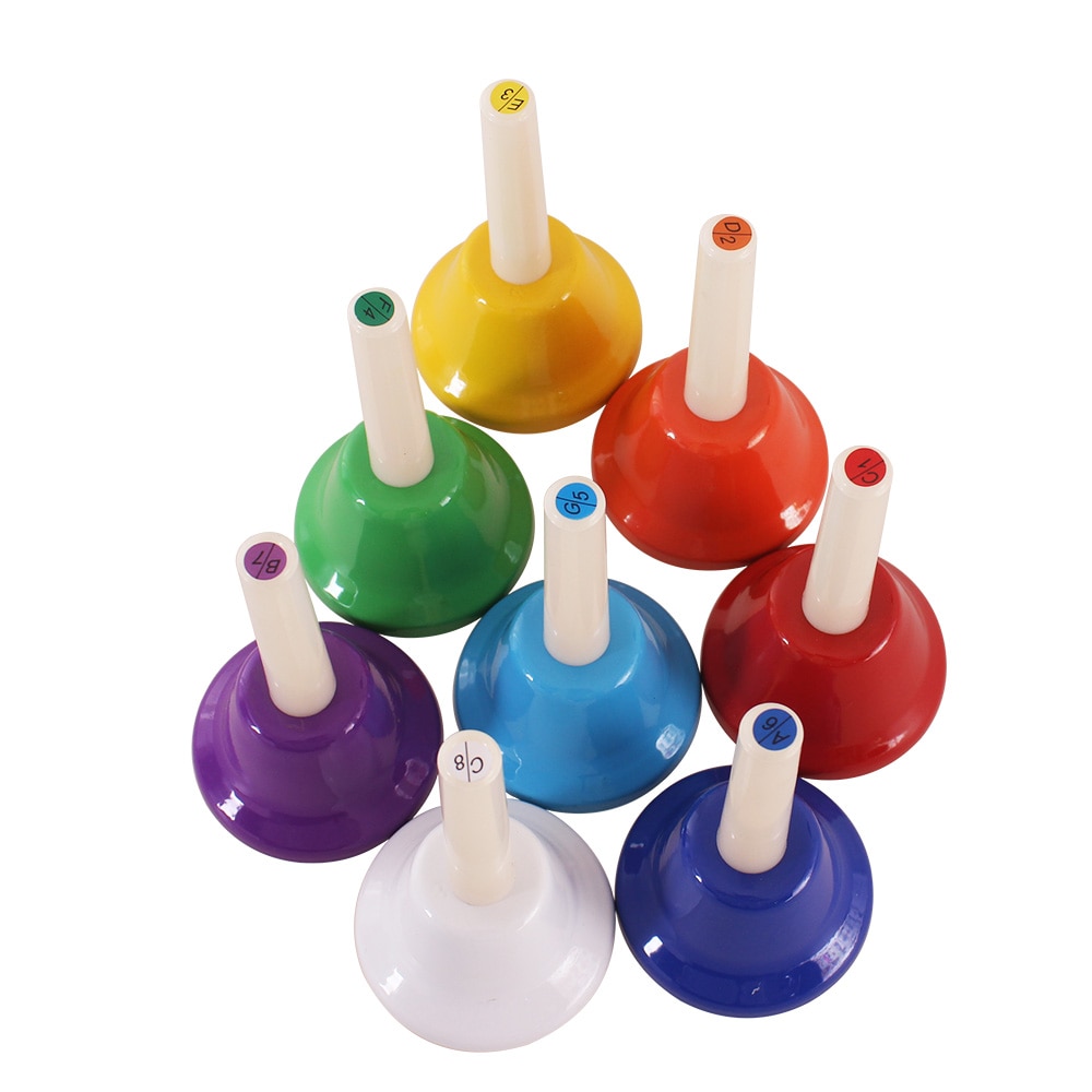 8 Notes ensemble de cloches à main cloches chromatiques éclairer Instrument de musique pour enfants rythme orchestre Instrument pratique