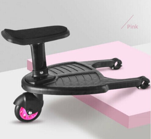 Søskende tumling ståbræt baby klapvogn hjul buggy board barnevogn sort sæde holder: Lyserød