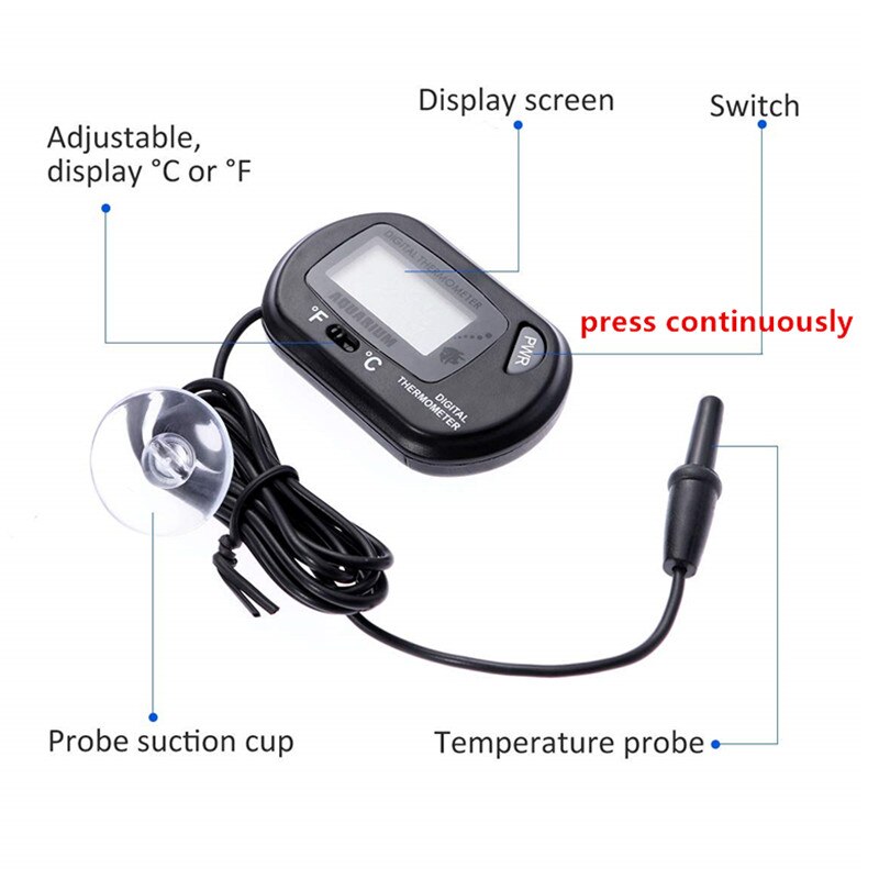 LCD Digital Probe Sensor Aquarium Thermometer Water Temperature Tester Thermometer For Aquatic Fish Tank Refrigerator Soil
