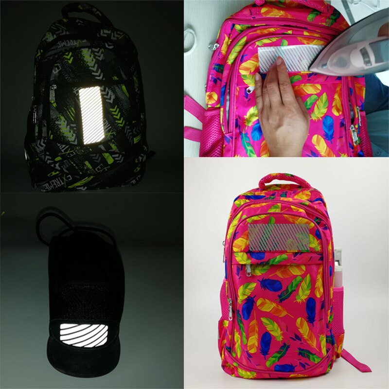 1M Heat Transfer Vinyl Film Reflective DIY Tape Ribbon Iron On Fabric Clothes High Visibility Traffic Safety Materials