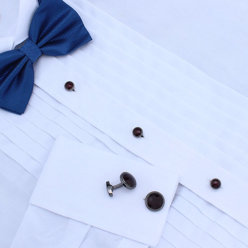 HAWSON Trendy Cufflinks and Tuxedo Studs Set for Men Round Enamel Business Wedding for Men 4 Colors Available