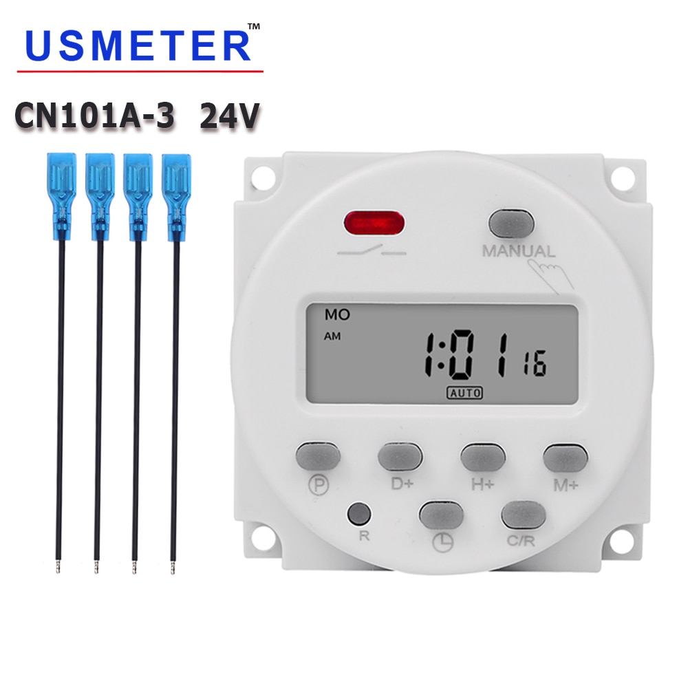 CN101A Timer Switch Digital LCD 7 Days Weekly Programmable 24 hrs Automatic Timer Switch Control 24V AC Interval Timer Clock