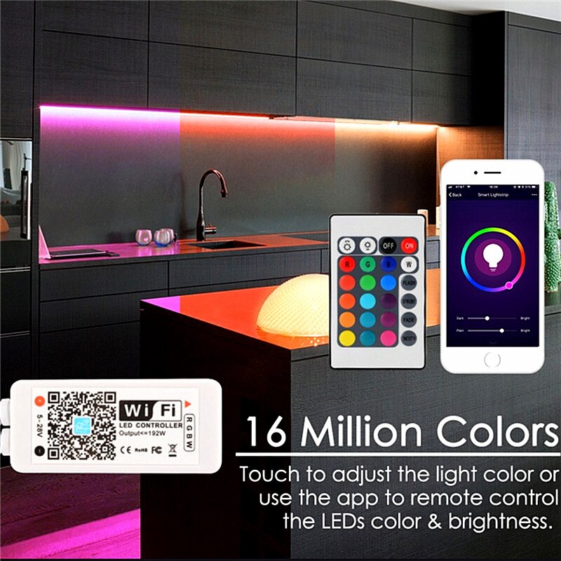 DC 5/12/24 V Mini Smart RGB RGBW WiFi Music LED Controller 21Key RF IR Remote Control For LED Strip Lights With IOS Android APP