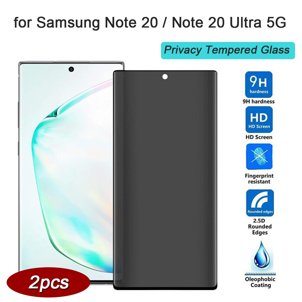 Vidrio templado para privacidad de Samsung Galaxy Note 20, Protector de pantalla 9h glas, vidrio Ultra Protector para Galaxy Note 20, 2 uds.