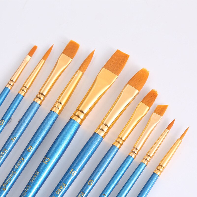10Pcs Halloween Makeup Body Paint Brushes Cosplay Art Schmink Face Painting Make Up Brush Set Tools Kit Cosmetic Brush Blue