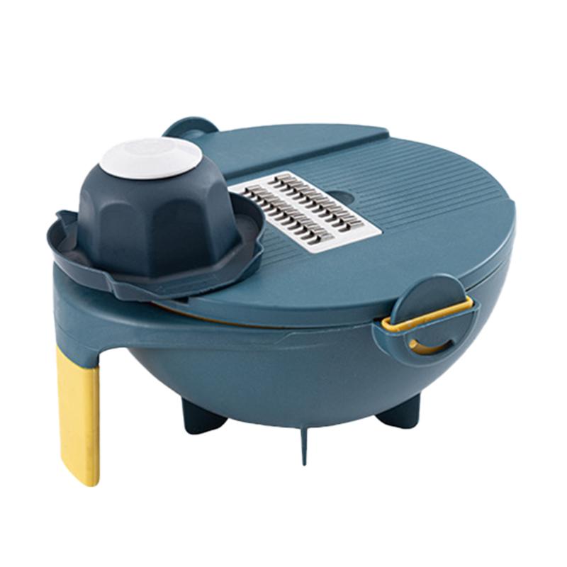 Multifunctionele aardappel-komkommerrasp, roterende groentesnijder, schilmachine met afdruipmandje, keukengadgets: Blauw