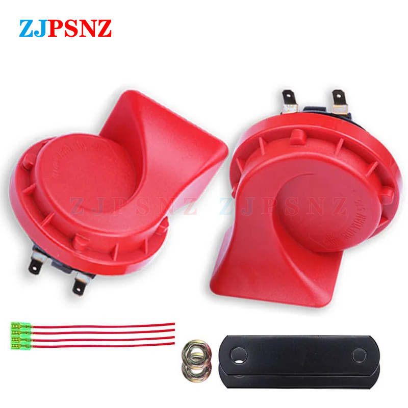 Car Snail Horn 6V 12V 24V 36V 48V 60V 72V Electric Air Horn Motorcycle Scooters Truck e-Bike Waterproof Snail Horns Super Sound: 12V Red 1Pair