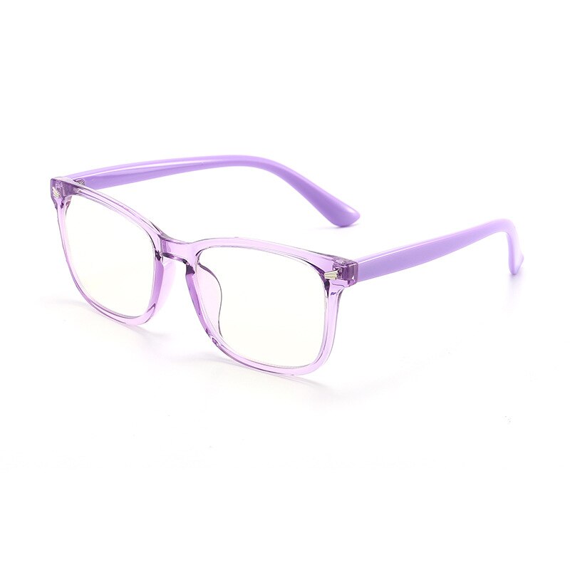 Children's TR Anti-Blu-ray Glasses Transparent Color Kids Blu-ray Flat Glasses Anti-UV Goggles: Purple