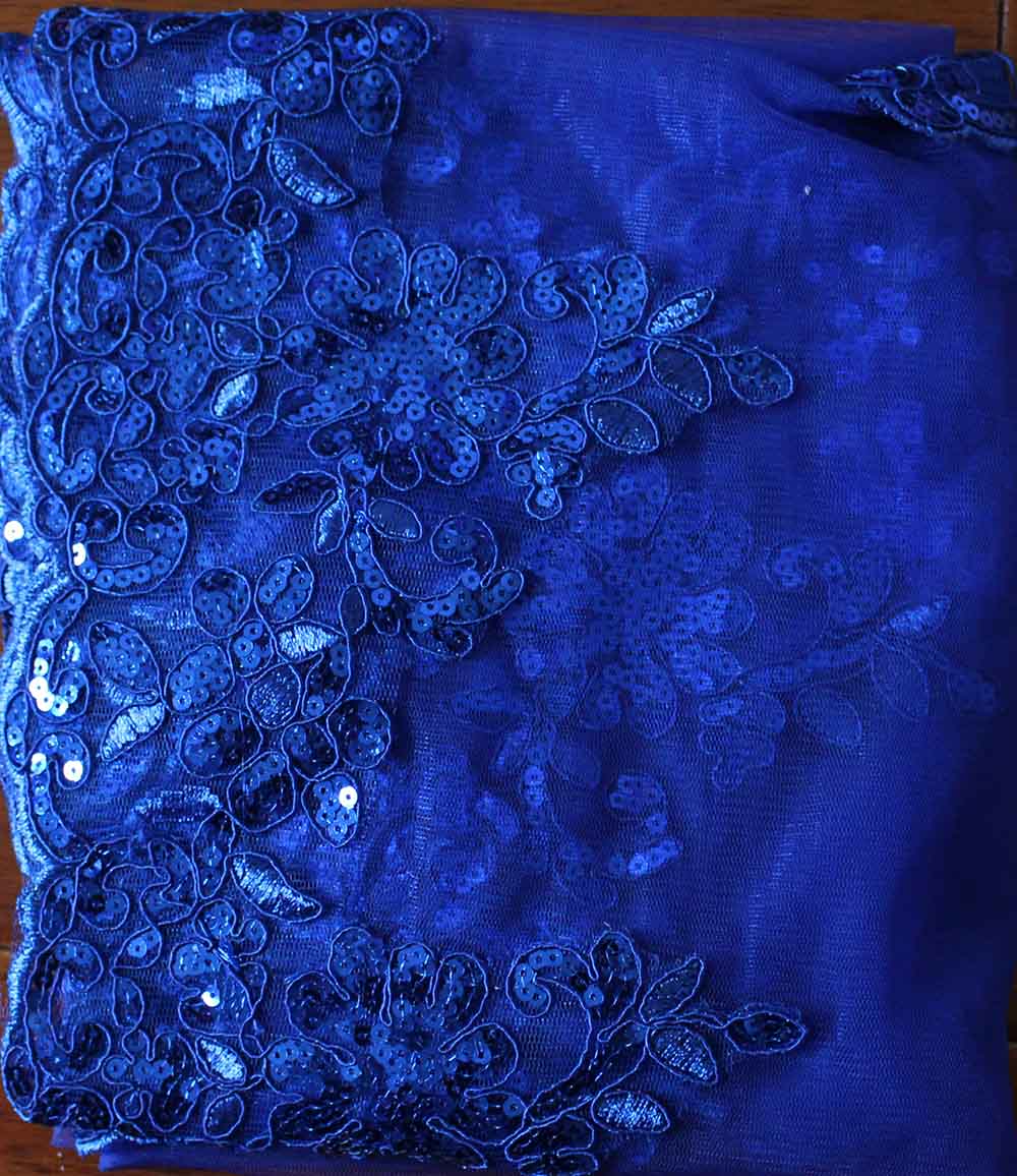 Velo de novia corto de encaje de lentejuelas ostentosas de color azul real, hermoso velo de novia de una capa, accesorios de novia, novedad