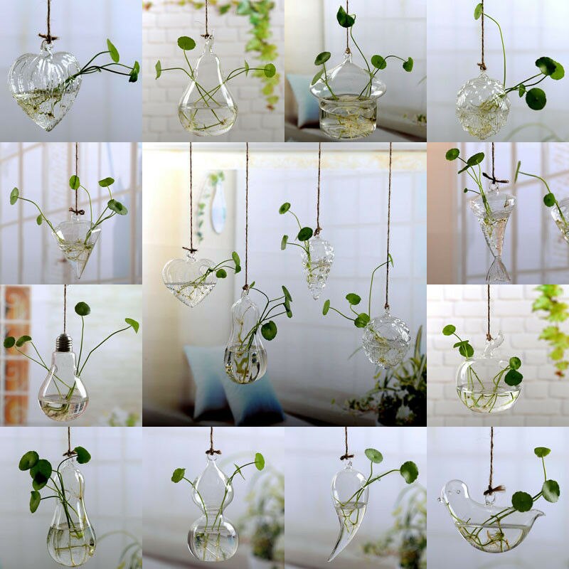 Wall Hanging Light Bulb Glass Bird Shape Vase Flower Plant Terrarium Container Home Decor Vases