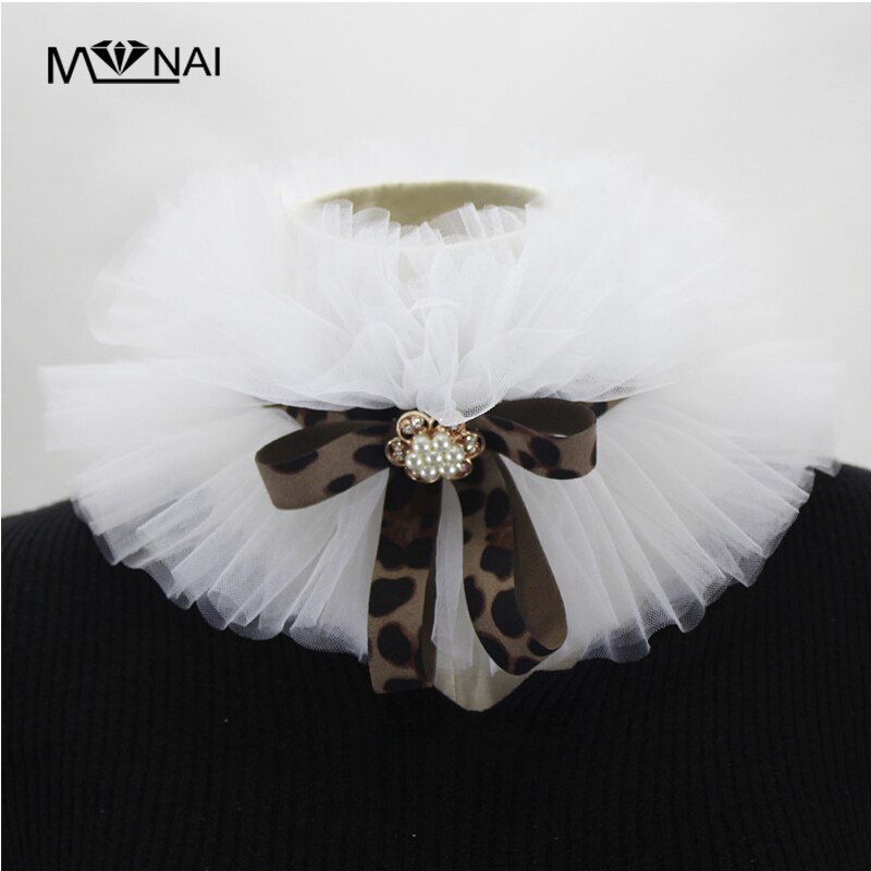Fest kostume klovnekrave vintage net mesh hals ruff aftagelige kraver vintage: Hvid
