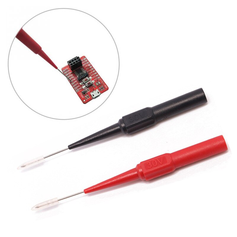 Rood/Zwarte Auto Multimeter Test Lead Extention Terug Piercing Naald Tip Micro Pin Probes Tool Multimeter Test Probe 2 stuks