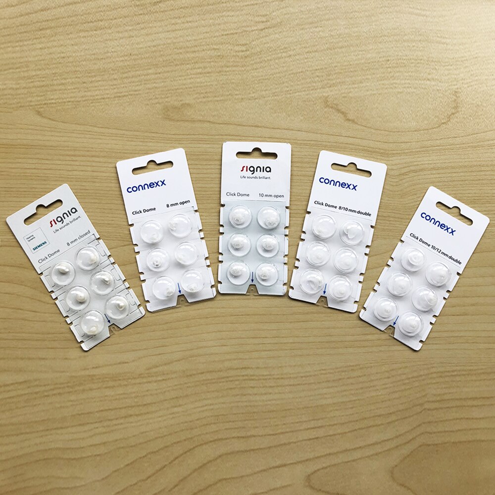 Siemens Signia Pack Van 6 Klik Koepel Gesloten Open Double Fit Vented Oor Tip Dome Voor Klik Cic, klik Itc En Ric Gehoorapparaat
