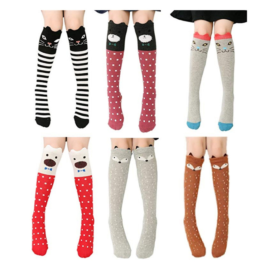 Cotton Cartoon Children's Baby Fox Socks With Bear Knee Highs Long Cute Infantil Kids For Girls Kniekousen 3-12 Years Old 1pcs