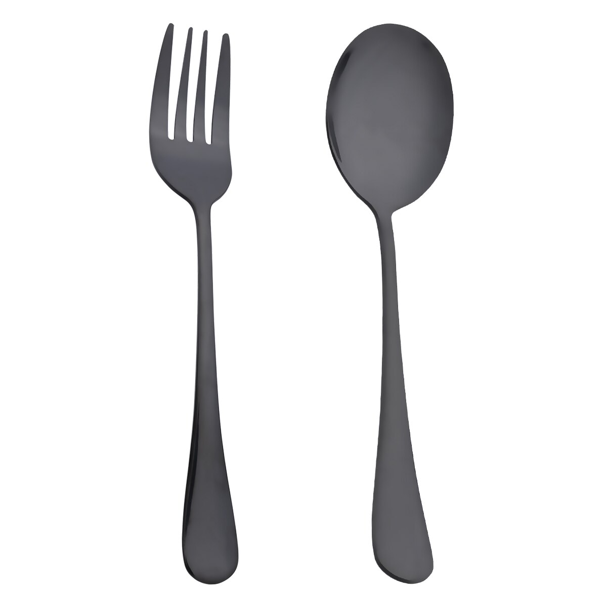2Pcs Big Salad Serving Spoon Fork Set Mix Spoon Pot Porridge Tool Public Restaurant Serving Kitchenware Using Buffet Utensil: Black A